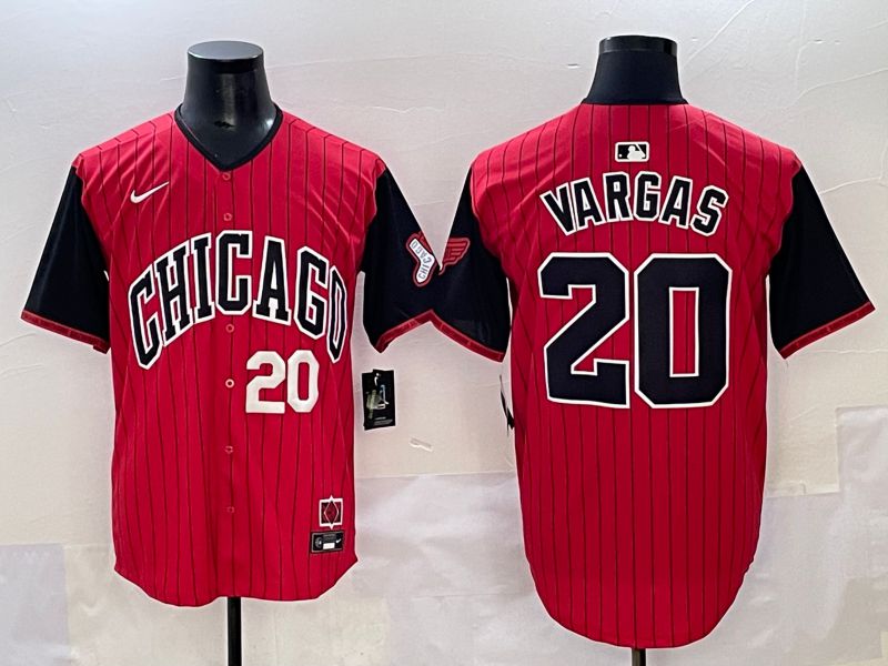 Men 2025 Chicago White Sox #20 Vargas Red Stripe Joint Name Nike MLB Jersey style 3->chicago white sox->MLB Jersey